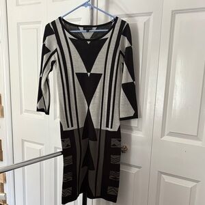 The Limited Black and Gray Long Sleeve Sweater Dress